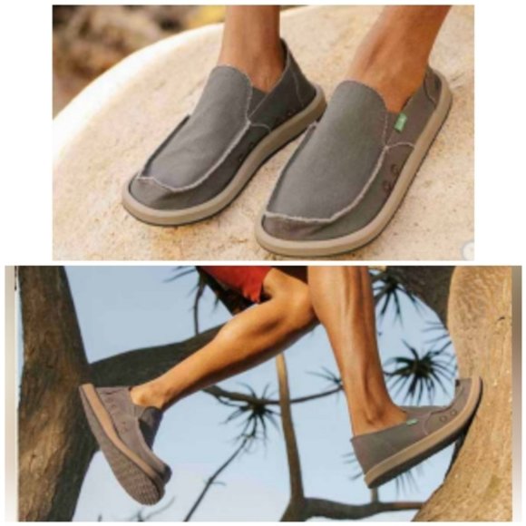 sanuk mens canvas slip on shoes